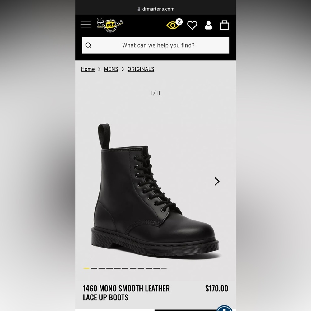 Dr. Martens 1460 mono smooth leather lace up boots